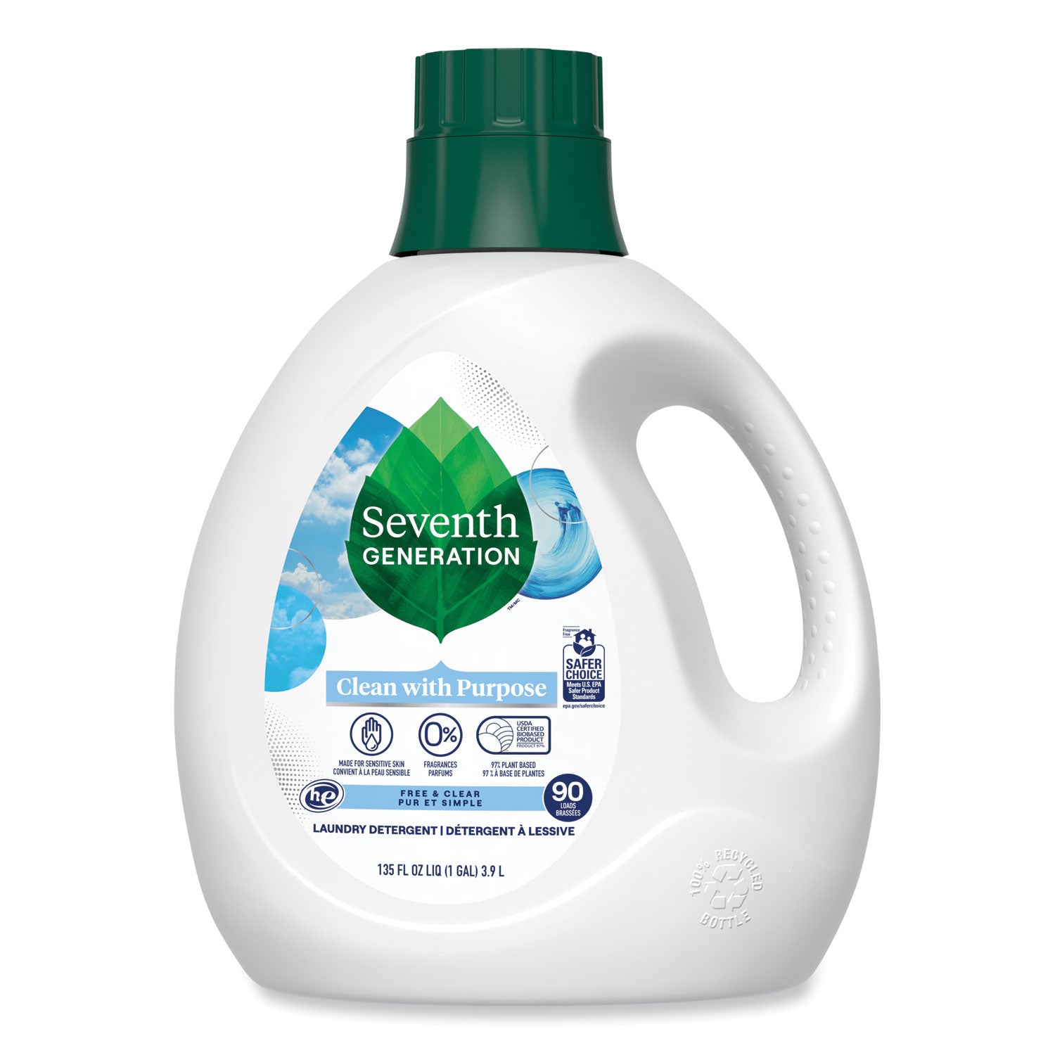natural-liquid-laundry-detergent-fragrance-free-135-oz-bottle-4-carton_sev45065ct - 1