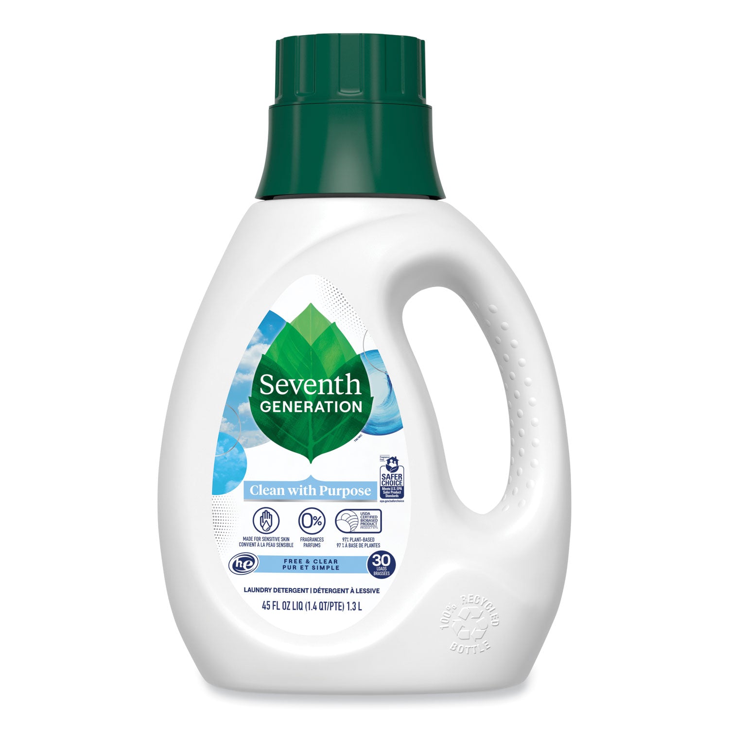 natural-liquid-laundry-detergent-fragrance-free-45-oz-bottle-6-carton_sev45066ct - 1