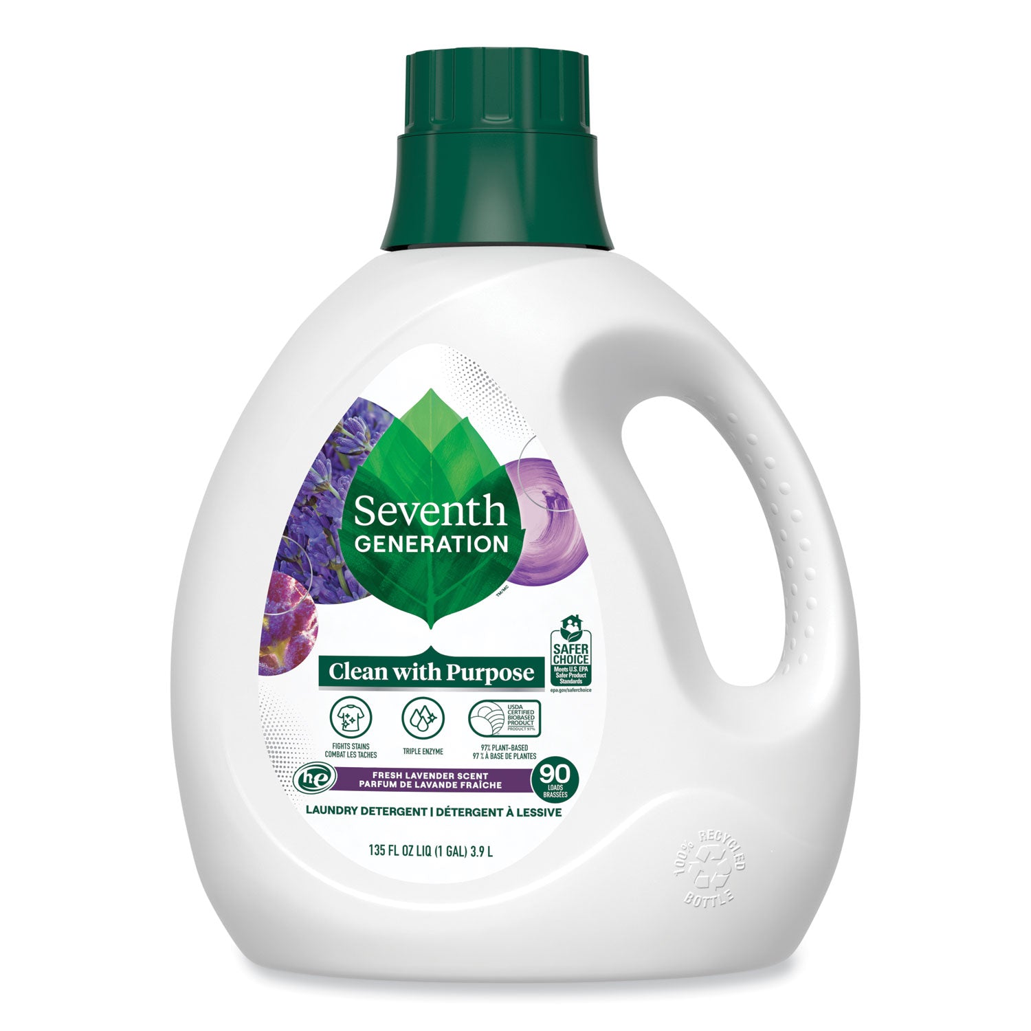 natural-liquid-laundry-detergent-fresh-lavender-135-oz-bottle-4-carton_sev45064ct - 1