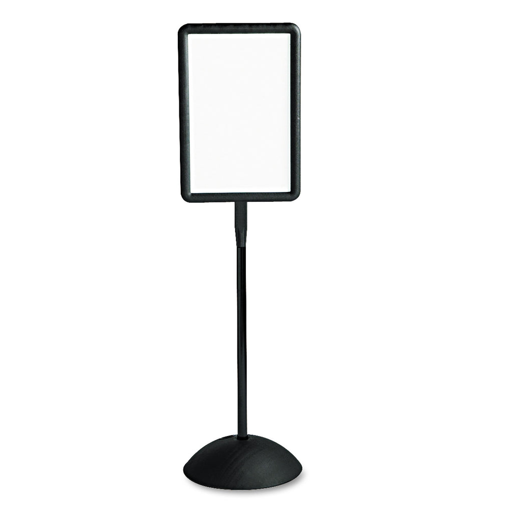 WriteWay Double-Sided Magnetic Dry Erase Standing Message Sign, Rectangle, 65" Tall Black Stand, 14.25 x 22.25 White Face - 