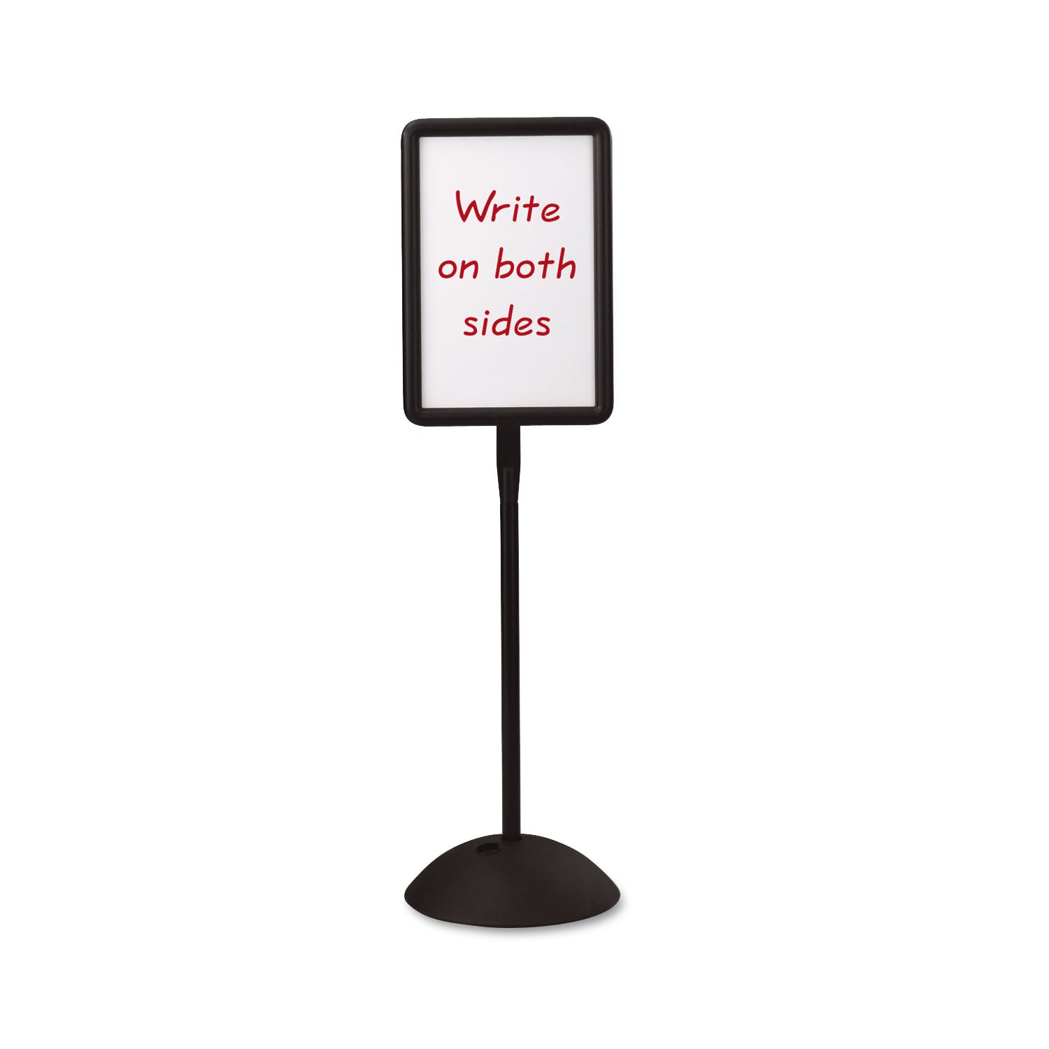 WriteWay Double-Sided Magnetic Dry Erase Standing Message Sign, Rectangle, 65" Tall Black Stand, 14.25 x 22.25 White Face - 