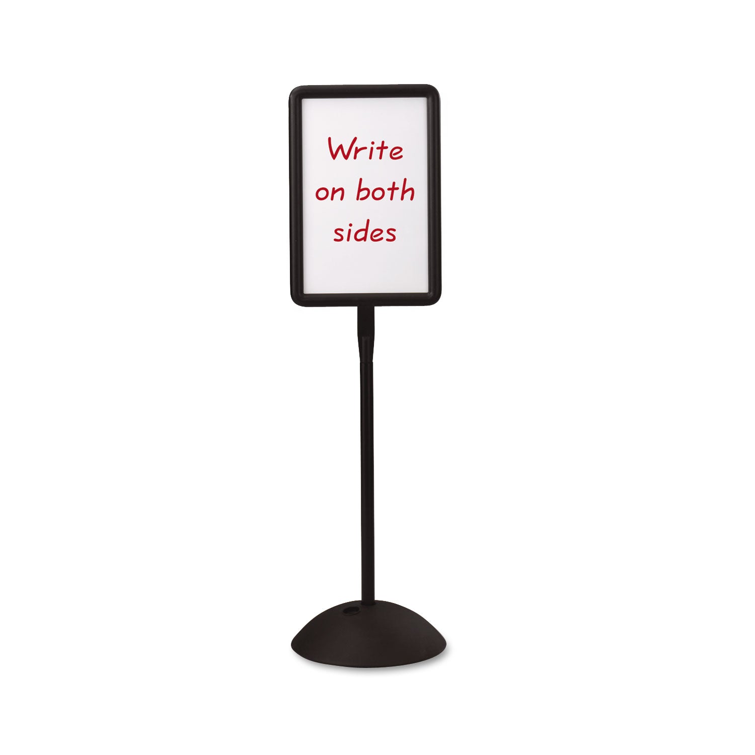 WriteWay Double-Sided Magnetic Dry Erase Standing Message Sign, Rectangle, 65" Tall Black Stand, 14.25 x 22.25 White Face