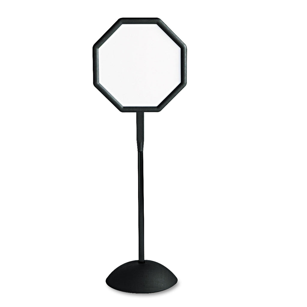 Safco Write Way Dual-sided Directional Sign - 1 Each - 22.5" Width x 65" Height x 18" Depth - Octagonal Shape - Both Sides Display, Magnetic, Durable - Steel - Indoor, Outdoor, Office - Black