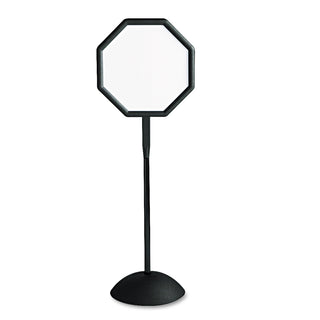 Safco Write Way Dual-sided Directional Sign - 1 Each - 22.5" Width x 65" Height x 18" Depth - Octagonal Shape - Both Sides Display, Magnetic, Durable - Steel - Indoor, Outdoor, Office - Black