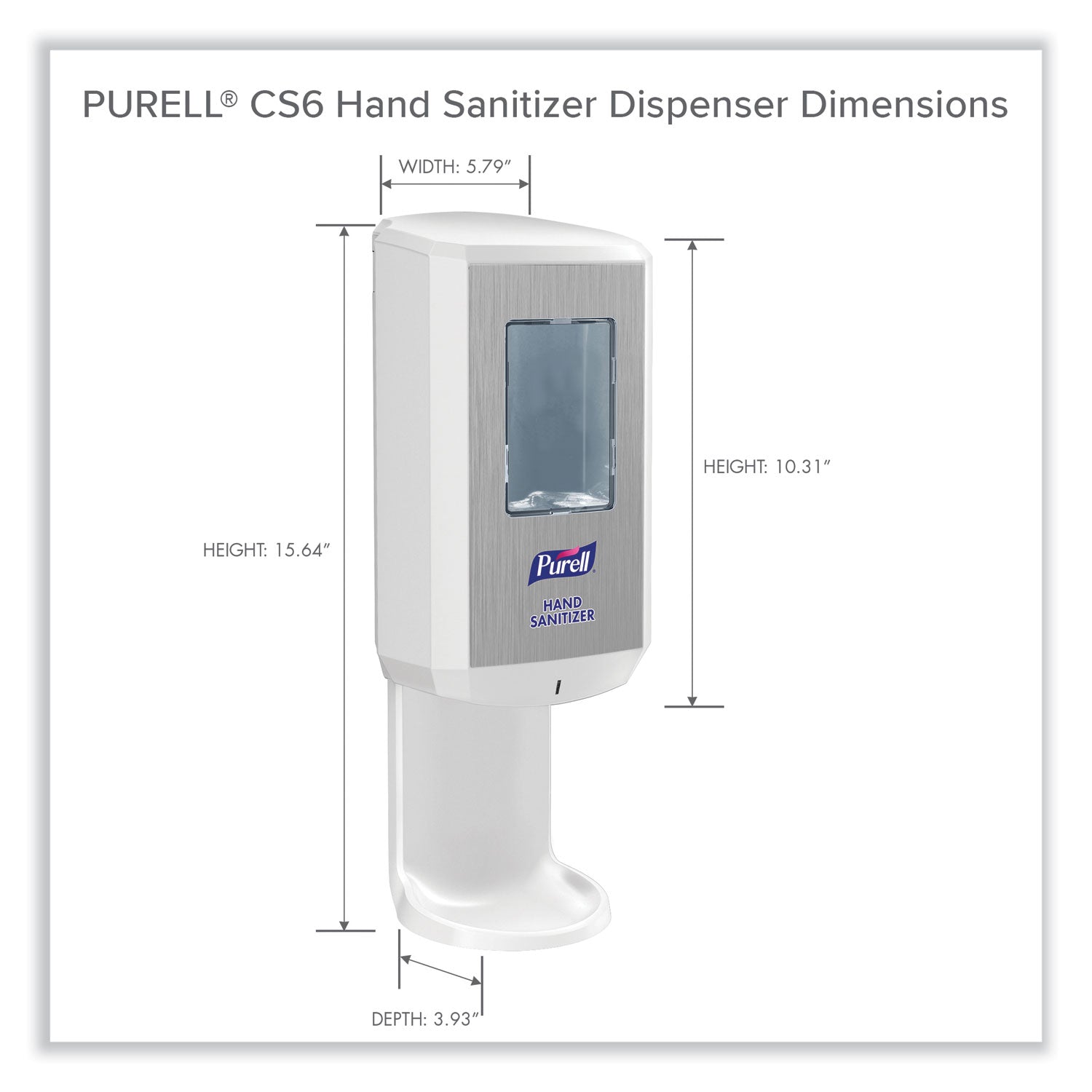 CS6 Hand Sanitizer Dispenser, 1,200 mL, 5.79 x 3.93 x 15.64, White