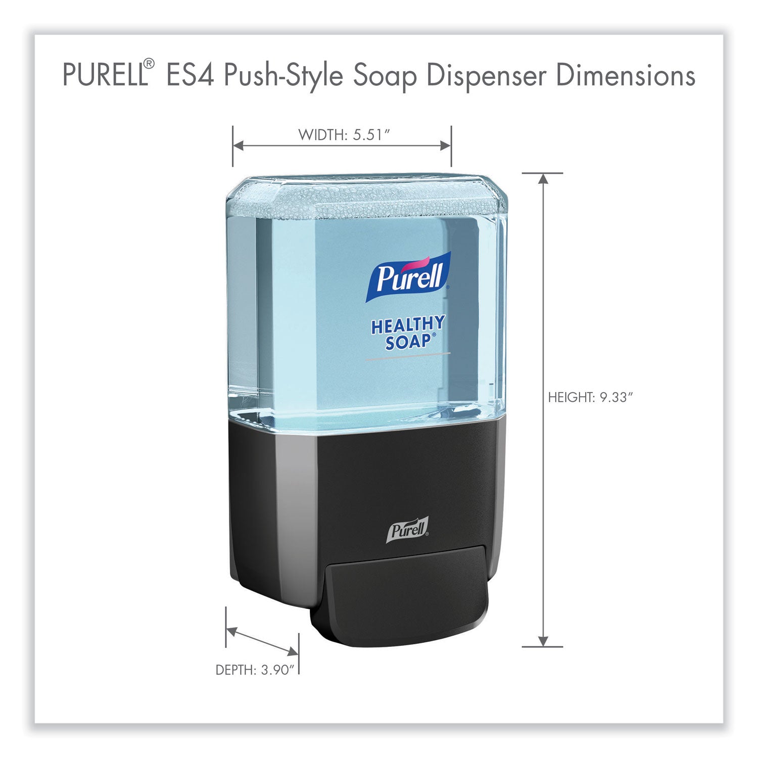 ES4 Soap Push-Style Dispenser, 1,200 mL, 4.88 x 8.8 x 11.38, Graphite