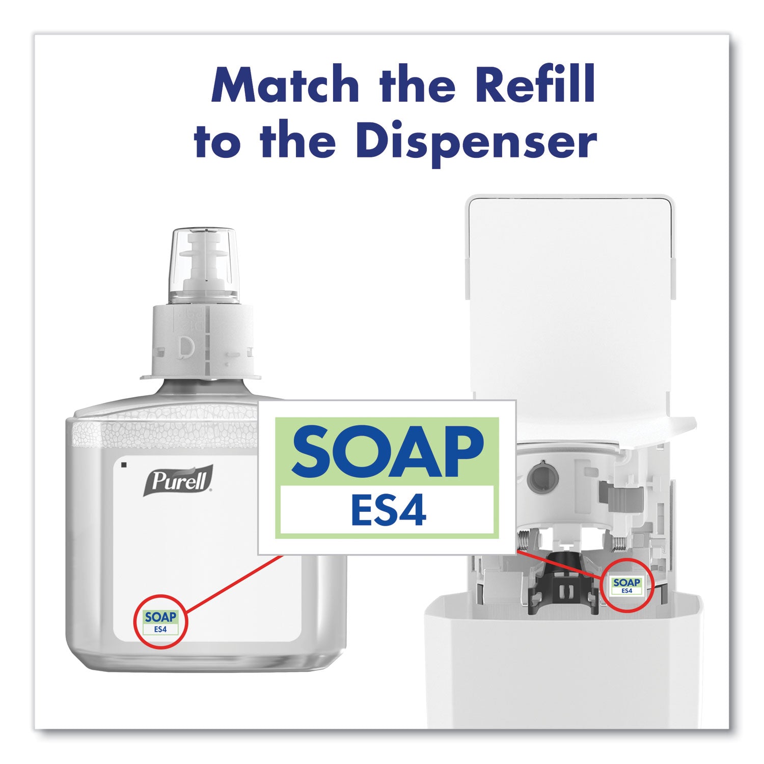ES4 Soap Push-Style Dispenser, 1,200 mL, 4.88 x 8.8 x 11.38, White