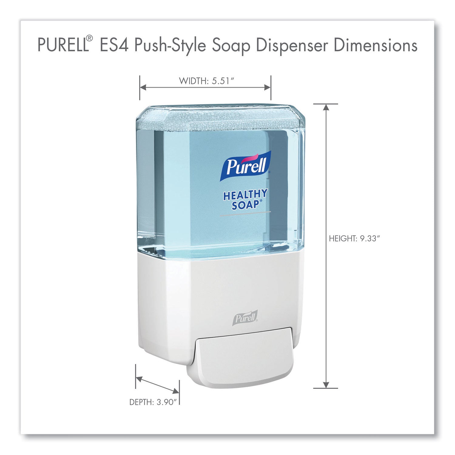 ES4 Soap Push-Style Dispenser, 1,200 mL, 4.88 x 8.8 x 11.38, White