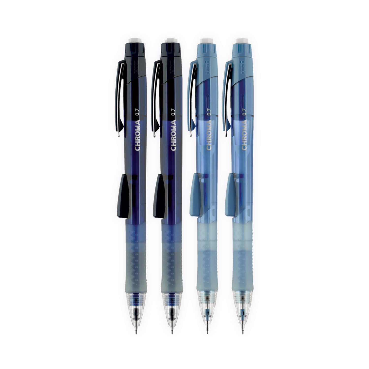 chroma-mechanical-pencils-with-tube-of-lead-erasers-07-mm-hb-#2-black-lead-assorted-barrel-colors-4-set_ubc70150 - 5