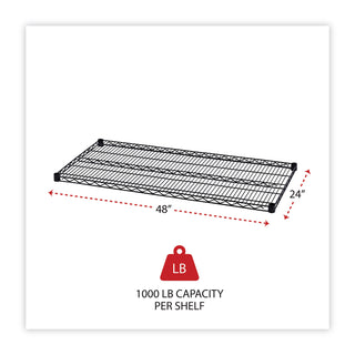 Industrial Wire Shelving Extra Wire Shelves, 48w x 24d, Black, 2 Shelves/Carton