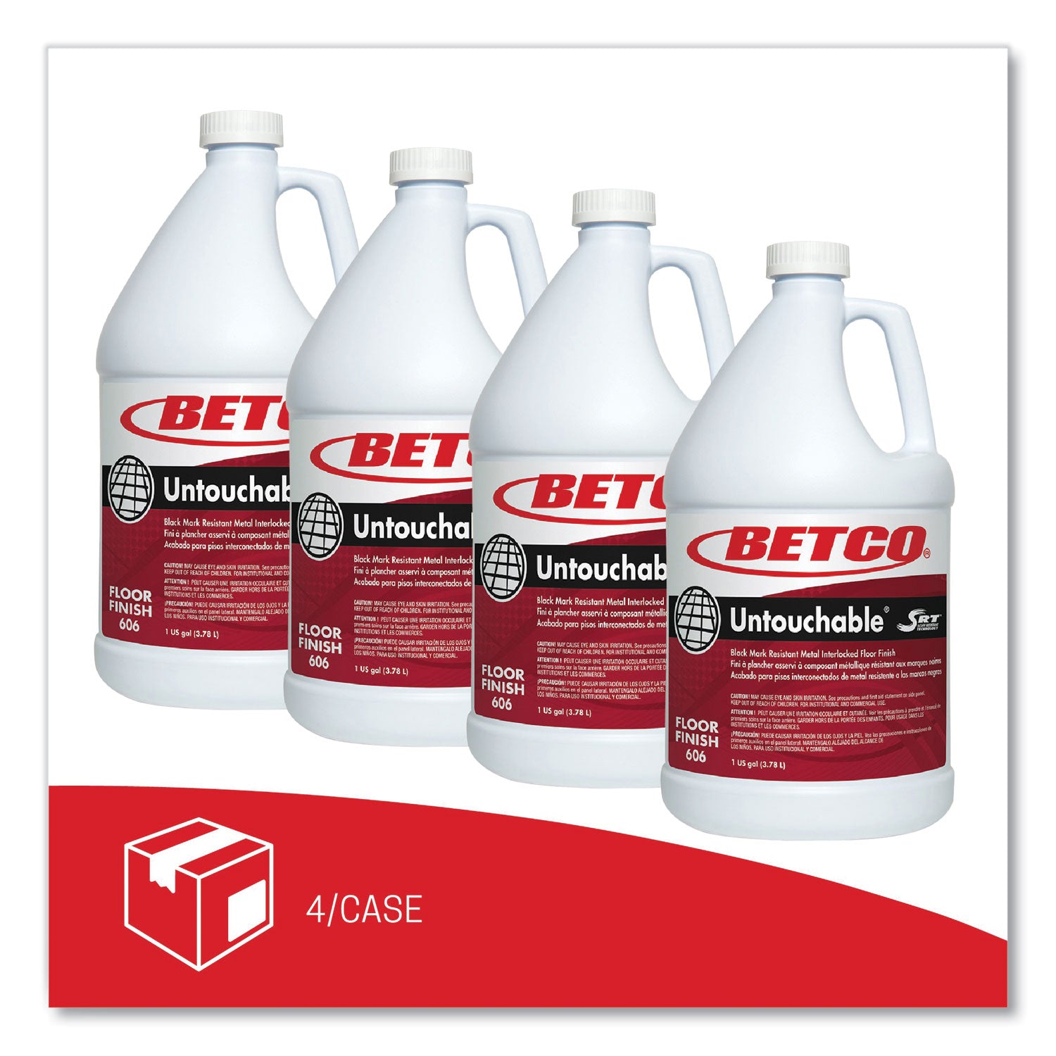 Untouchable Floor Finish with SRT, 1 gal Bottle, 4/Carton