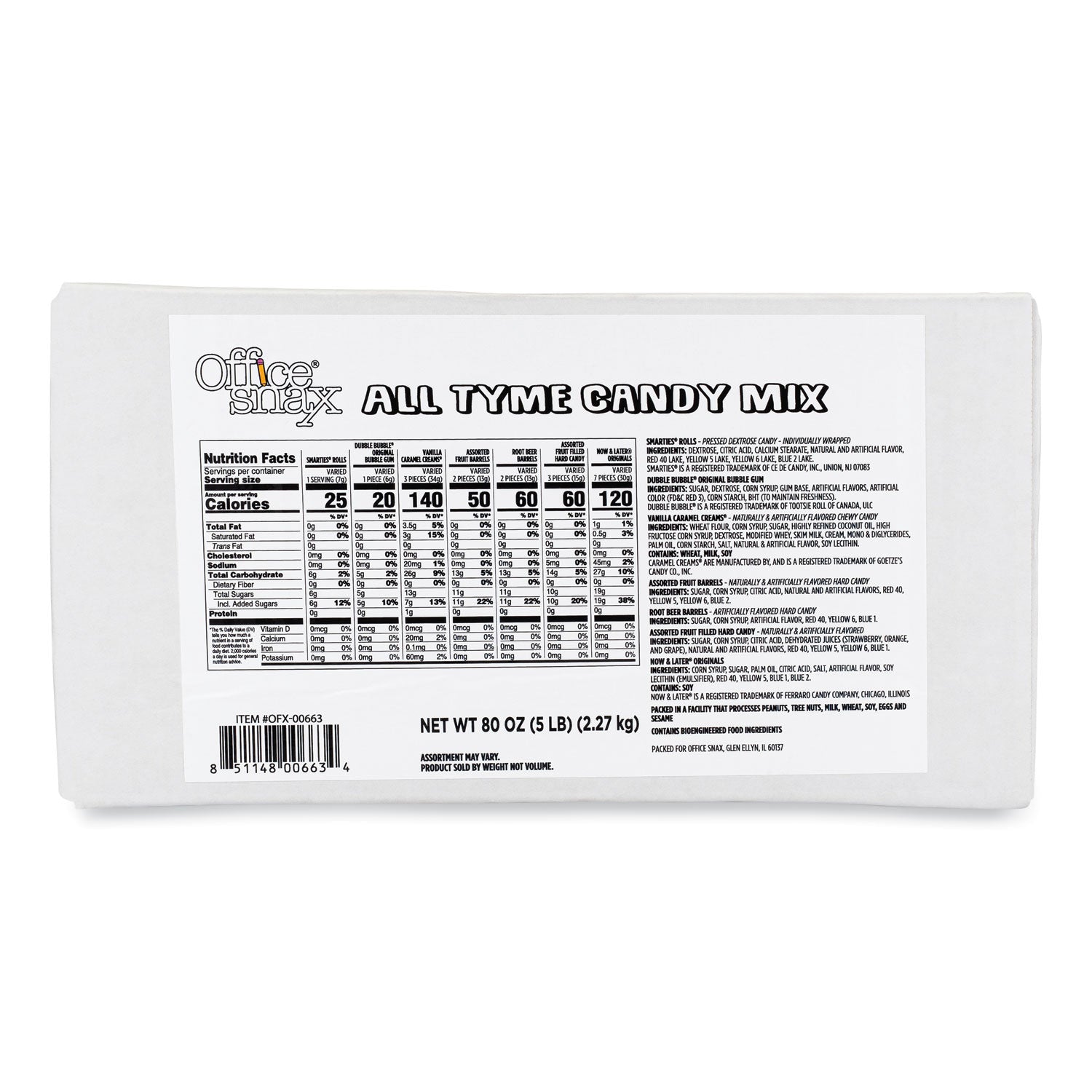 Candy Assortments, All Tyme Candy Mix, 5 lb Carton