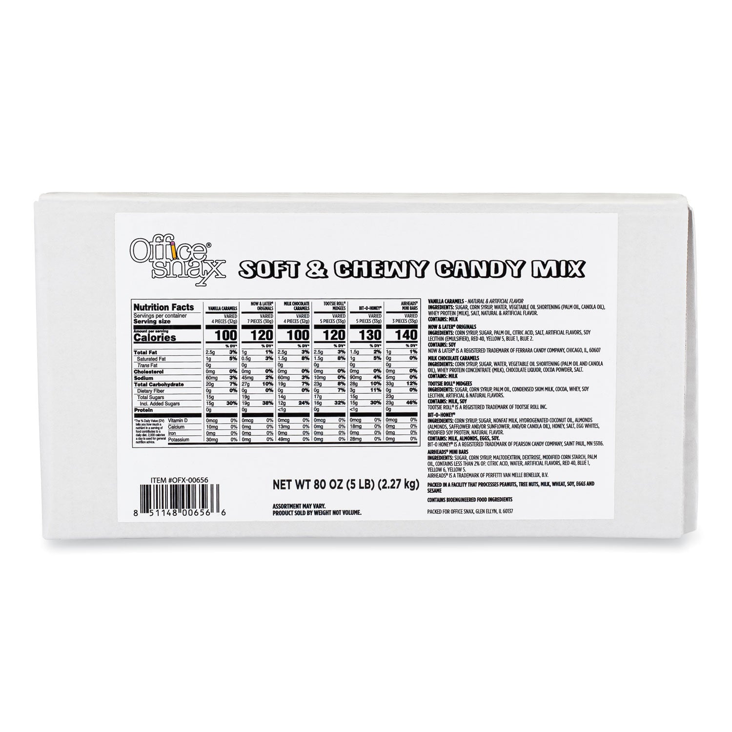 Candy Assortments, Soft and Chewy Candy Mix, 5 lb Carton