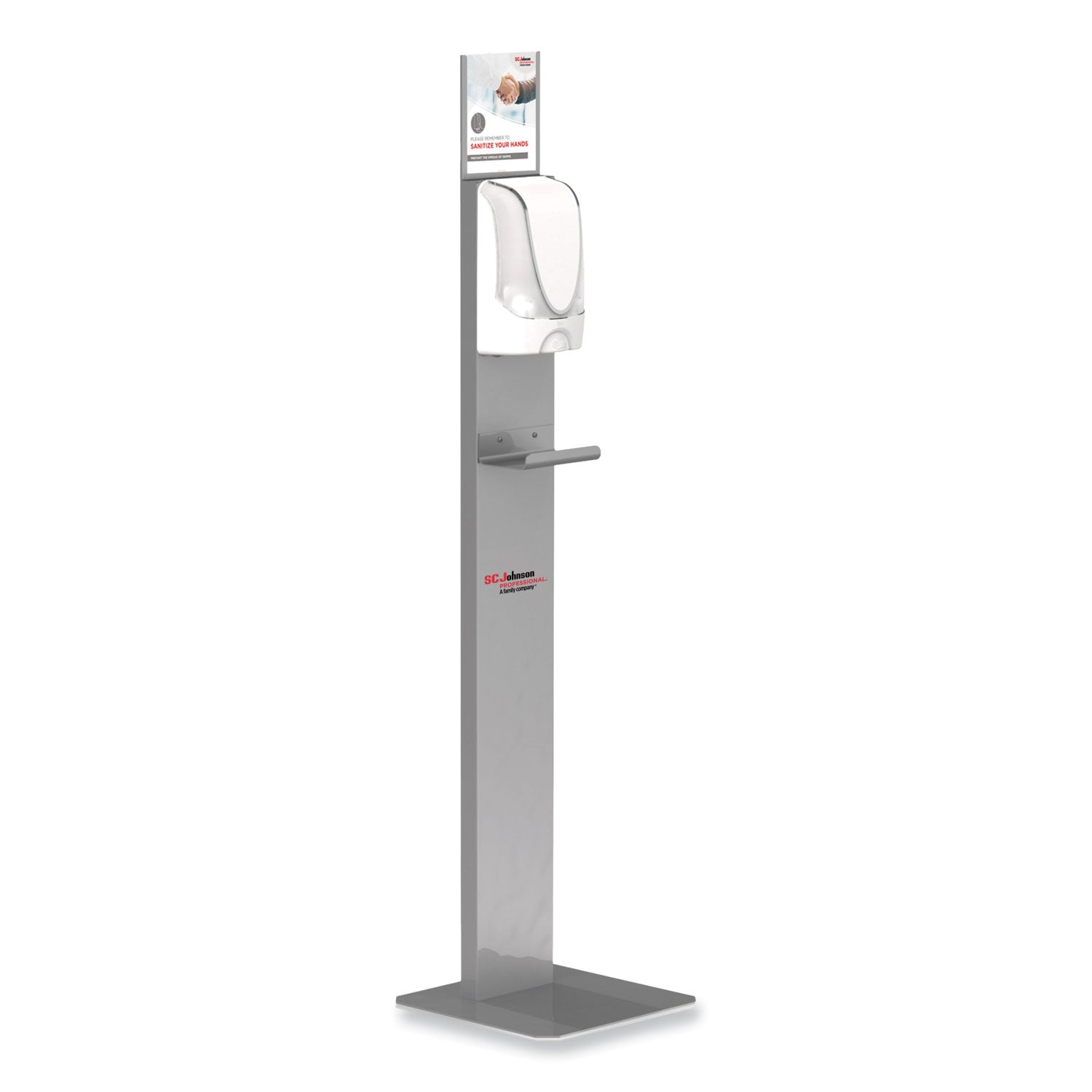 SC Johnson Hand Hygiene Touch-free Dispenser Stand - Automatic - Touch-free, Sturdy, Durable, Wear Resistant, Tear Resistant - Silver - 1Each