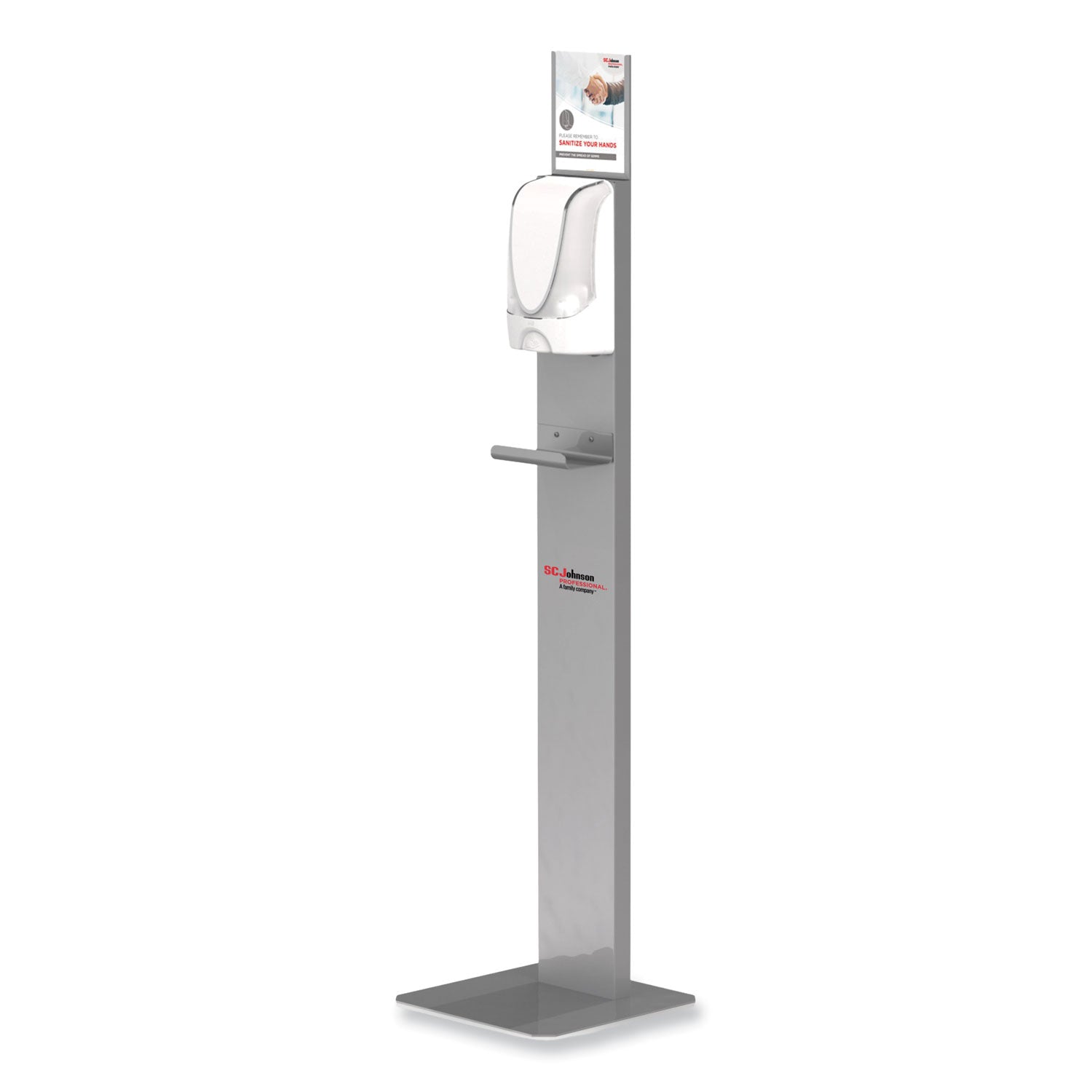 SC Johnson Hand Hygiene Touch-free Dispenser Stand - Automatic - Touch-free, Sturdy, Durable, Wear Resistant, Tear Resistant - Silver - 1Each