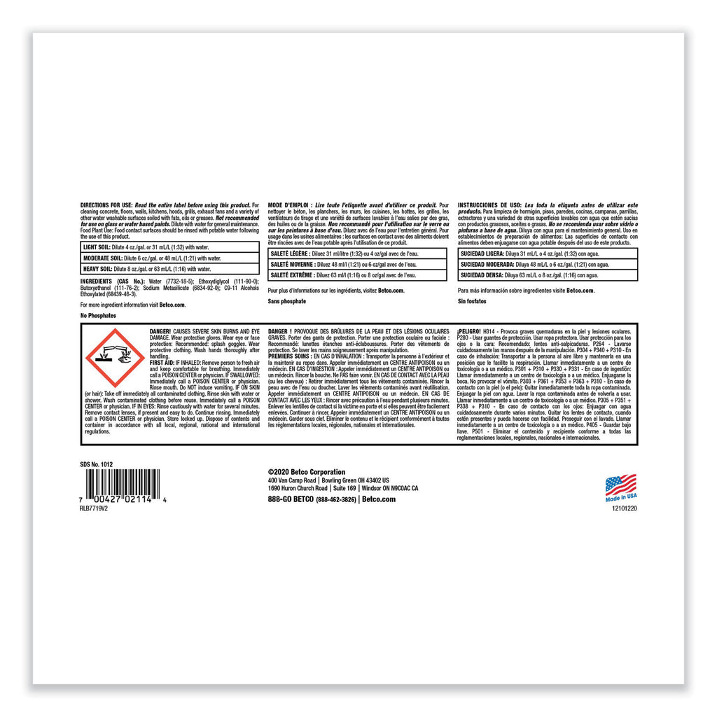 Kitchen Degreaser, Characteristic Scent, 1 gal Bottle, 4/Carton