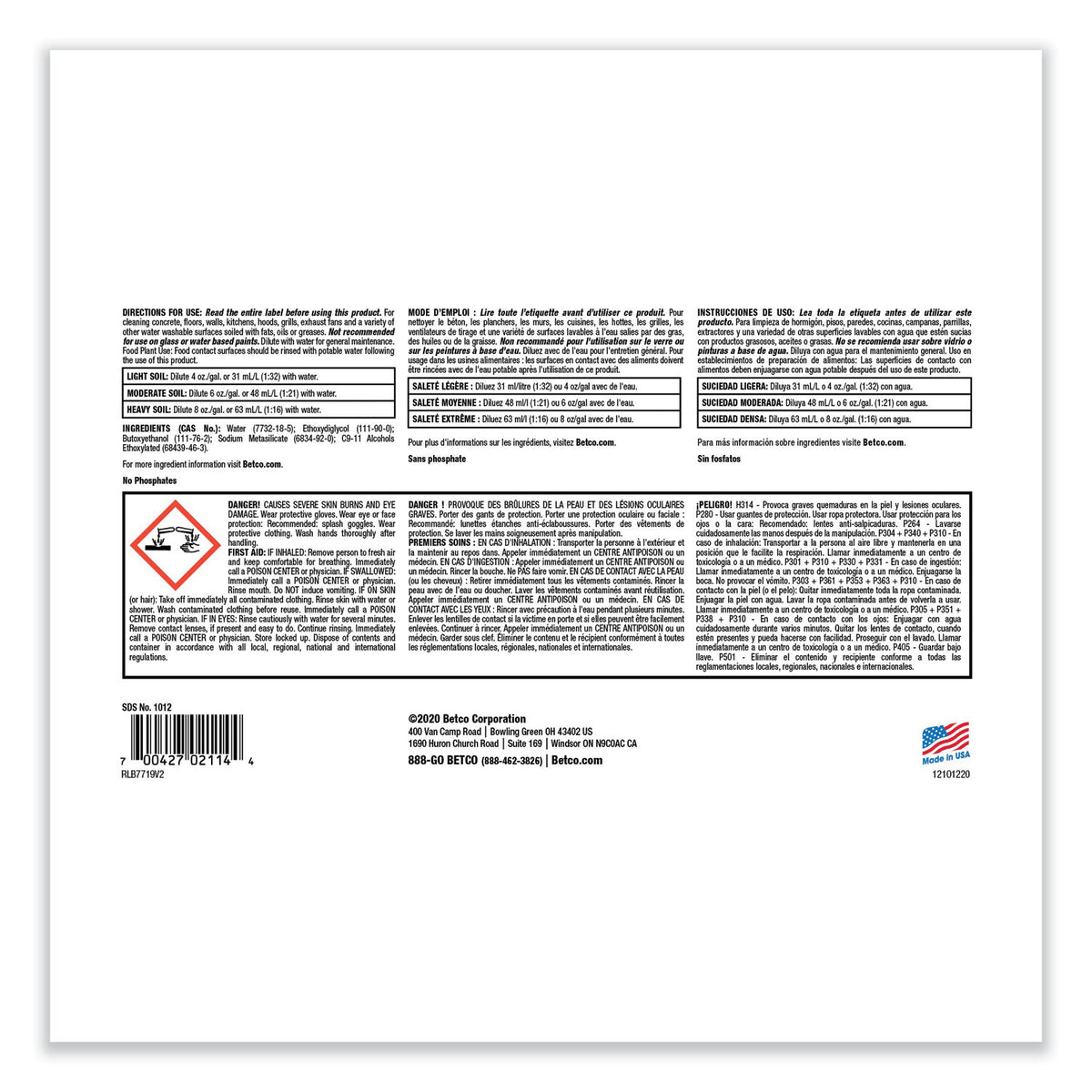 Kitchen Degreaser, Characteristic Scent, 1 gal Bottle, 4/Carton