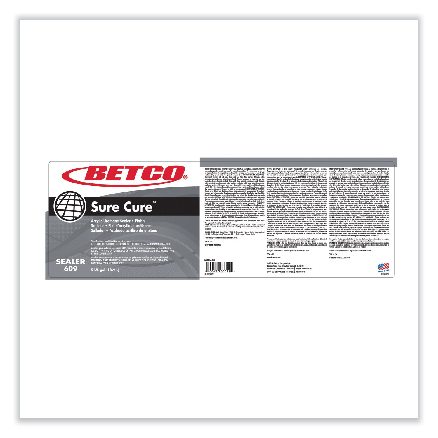 Sure Cure Urethane Fortified Sealer/Finish, 5 gal Bag-in-Box