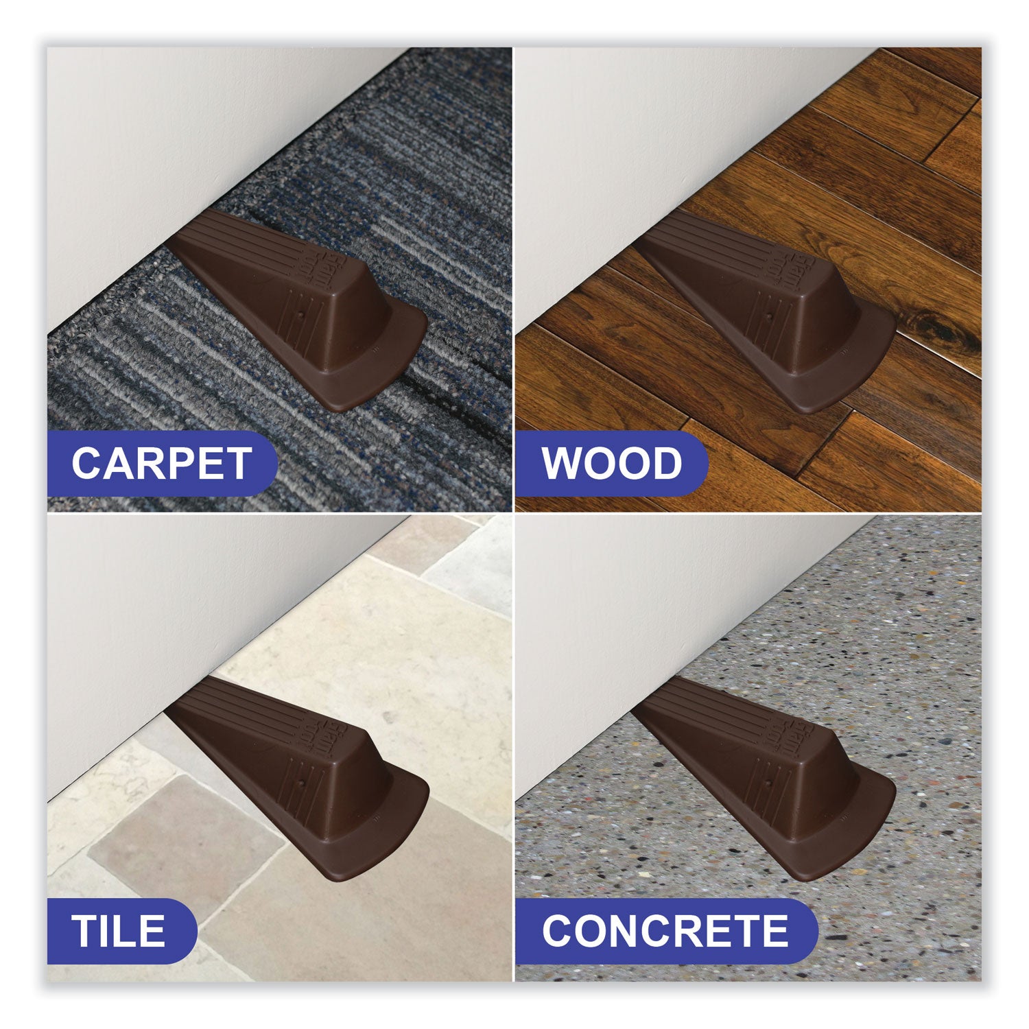 Giant Foot Doorstop, No-Slip Rubber Wedge, 3.5w x 6.75d x 2h, Brown, 2/Pack - 