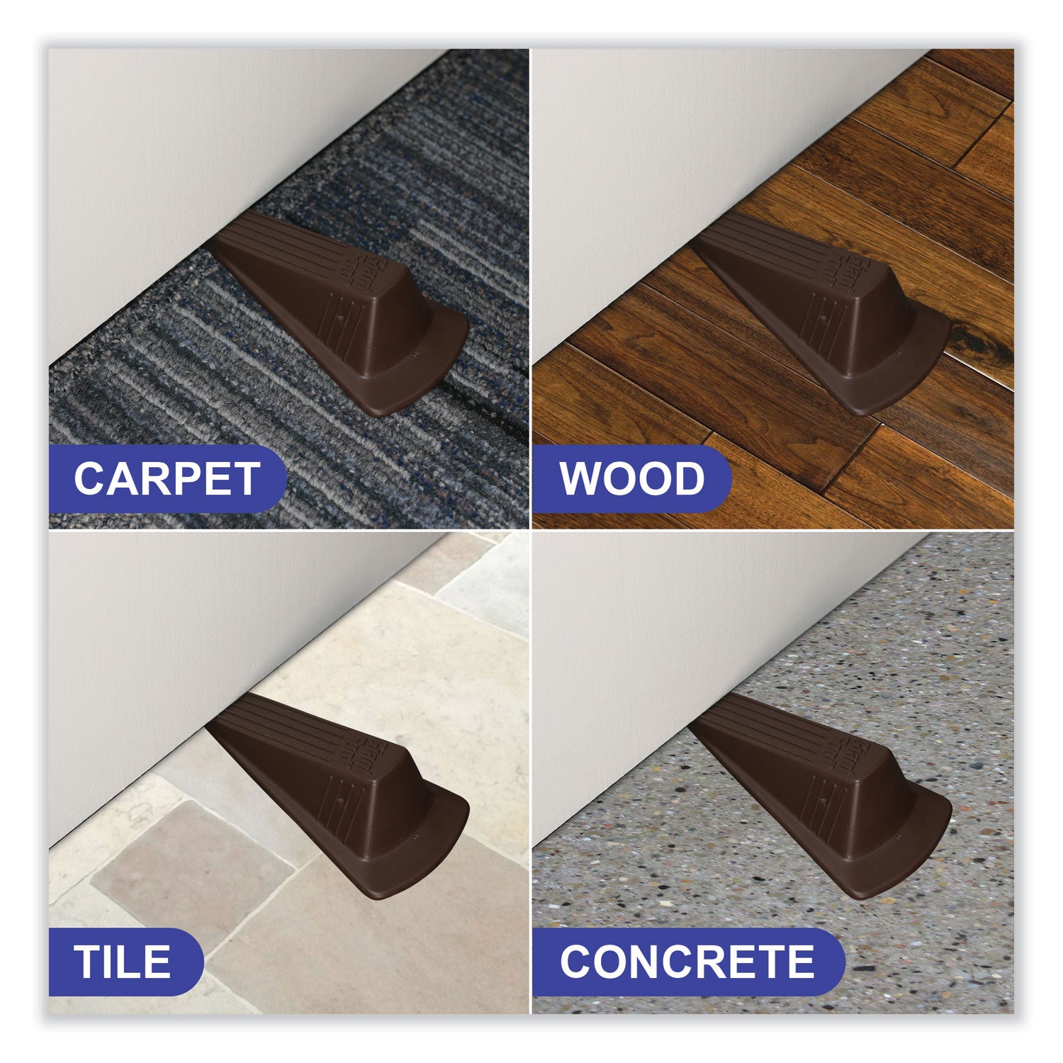 Giant Foot Doorstop, No-Slip Rubber Wedge, 3.5w x 6.75d x 2h, Brown - 
