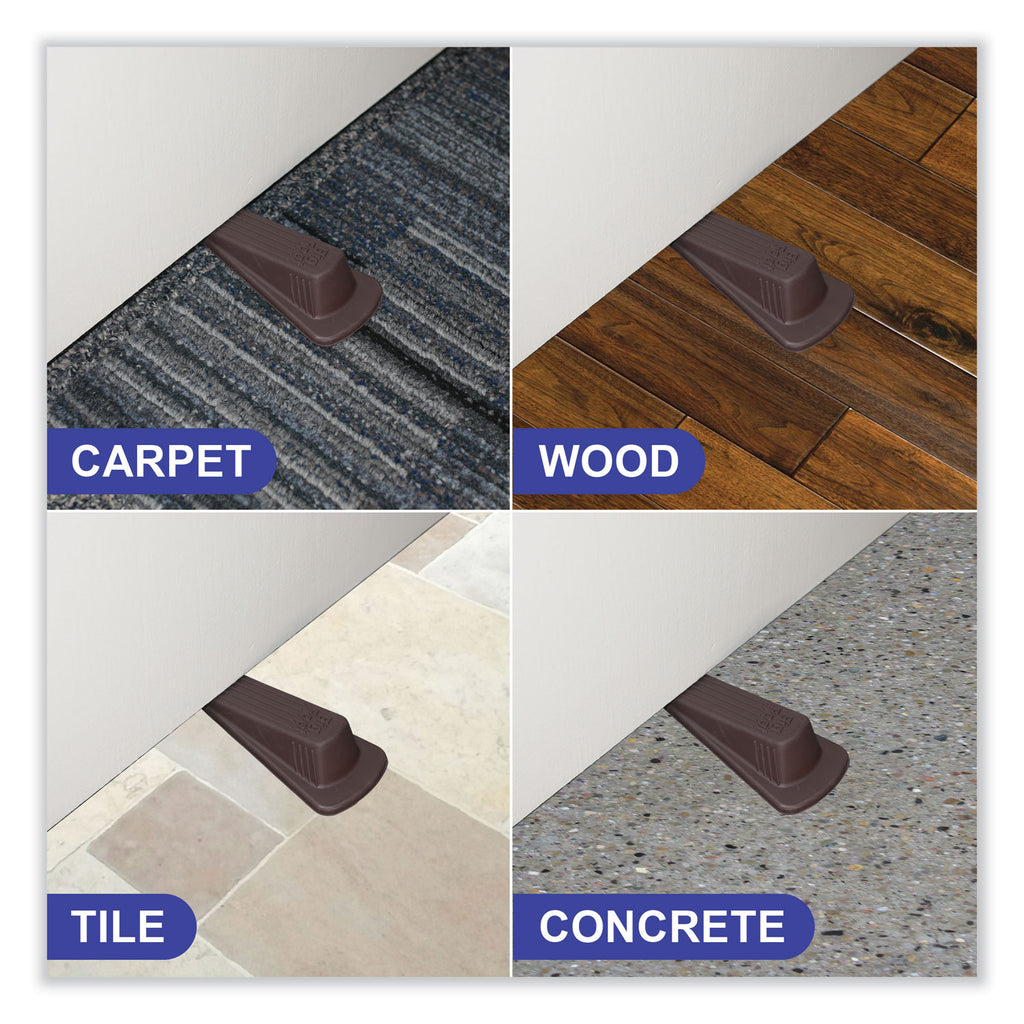 Big Foot Doorstop, No Slip Rubber Wedge, 2.25w x 4.75d x 1.25h, Brown - 