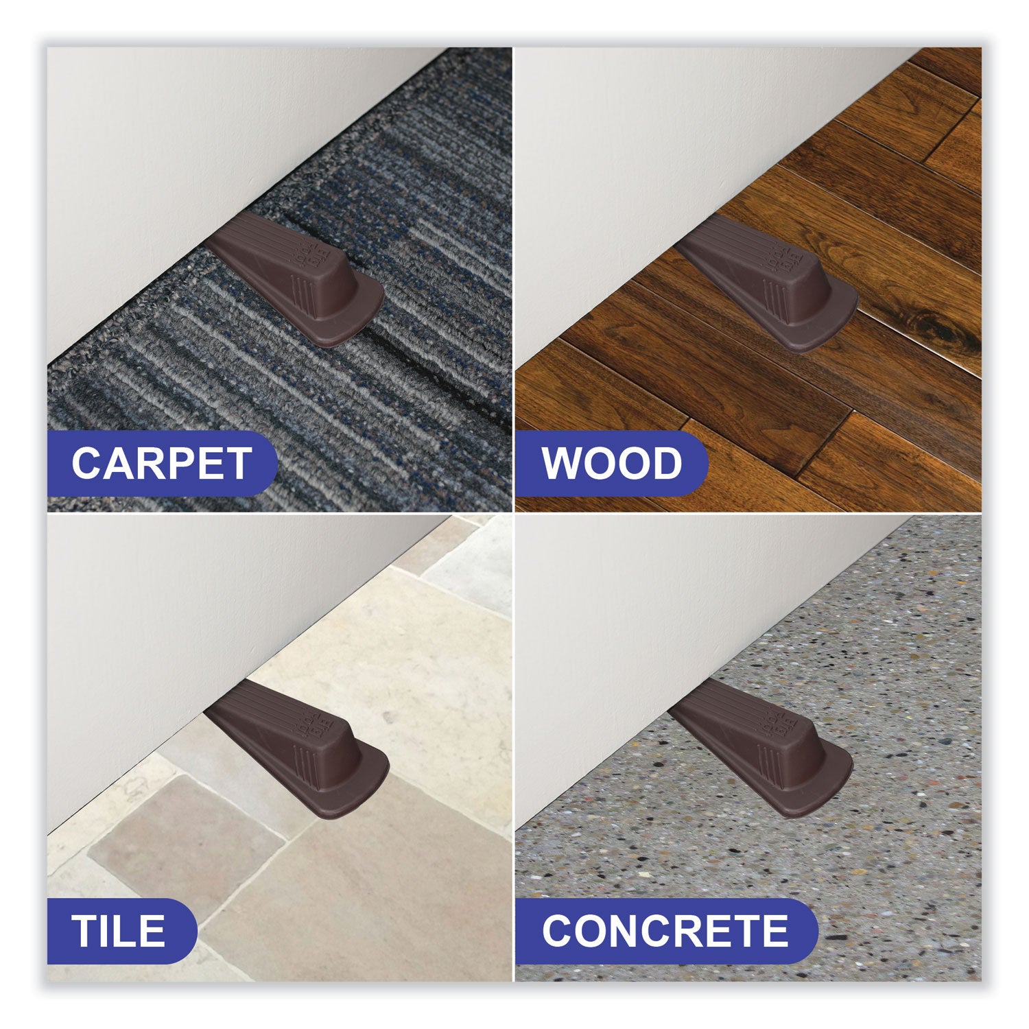 Big Foot Doorstop, No Slip Rubber Wedge, 2.25w x 4.75d x 1.25h, Brown - 