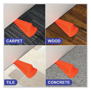 Giant Foot Doorstop, No-Slip Rubber Wedge, 3.5w x 6.75d x 2h, Safety Orange - 