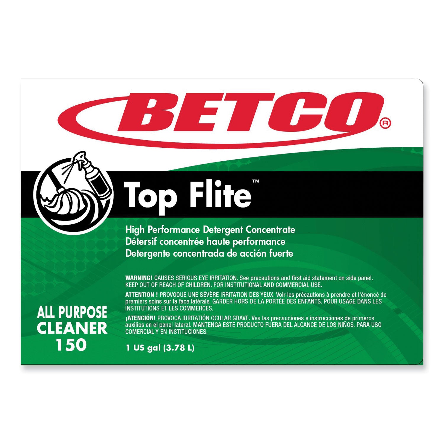 Top Flite All-Purpose Cleaner, Mint Scent, 1 gal Bottle, 4/Carton
