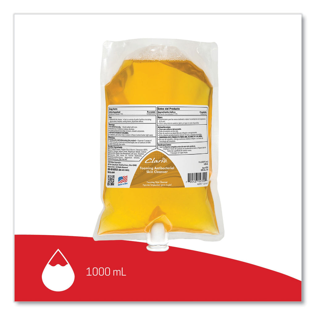 Antibacterial Foaming Skin Cleanser, Fresh, 1,000 mL Refill Bag, 6/Carton