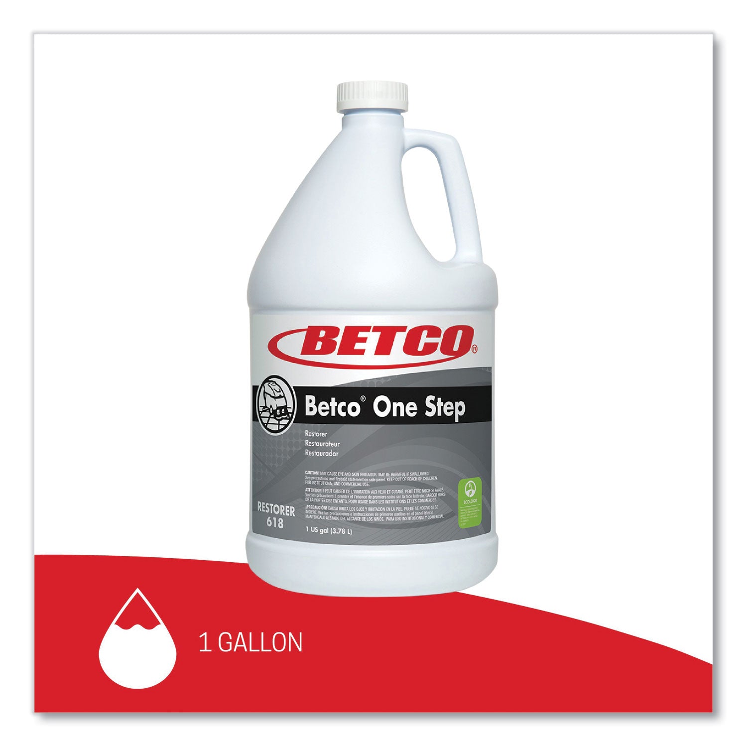 One Step Floor Restorer, Lemon Scent, 1 gal Bottle, 4/Carton