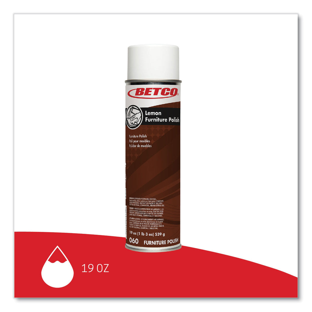 Lemon Furniture Polish, Lemon Scent, 19 oz Aerosol Can, 12/Carton
