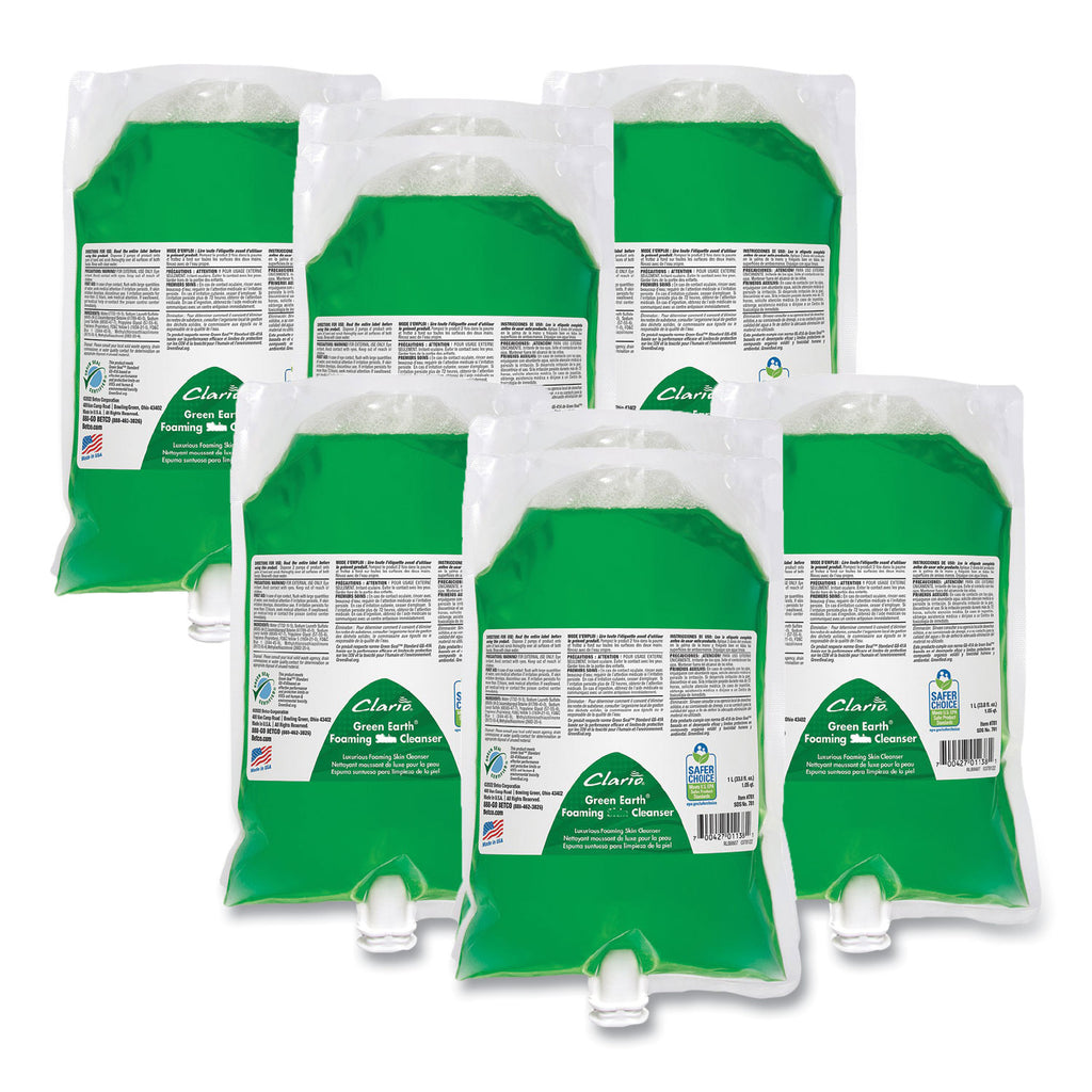 Green Earth Foaming Skin Cleanser Refill, Fresh Meadow, 1,000 mL Refill Bag, 6/Carton