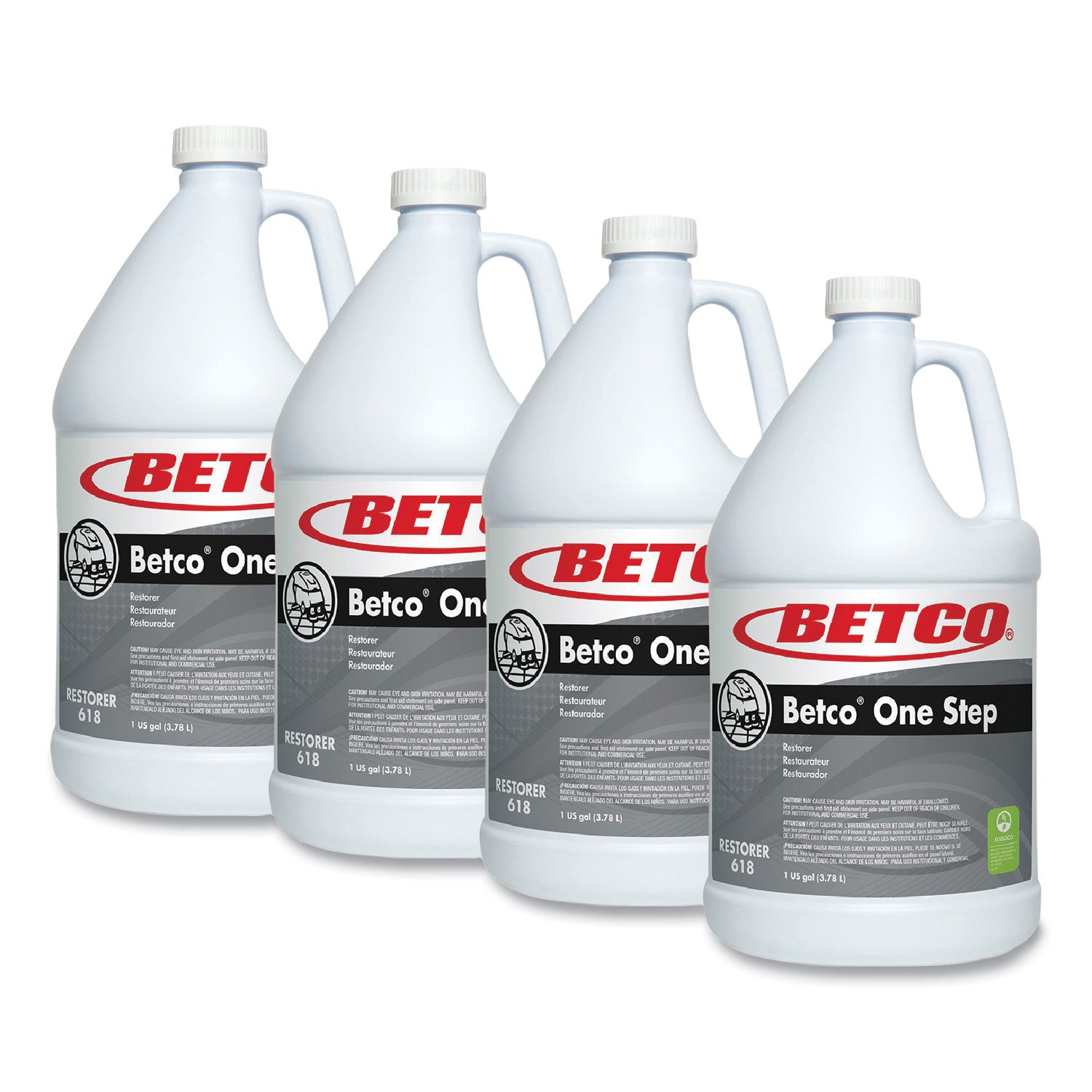 One Step Floor Restorer, Lemon Scent, 1 gal Bottle, 4/Carton