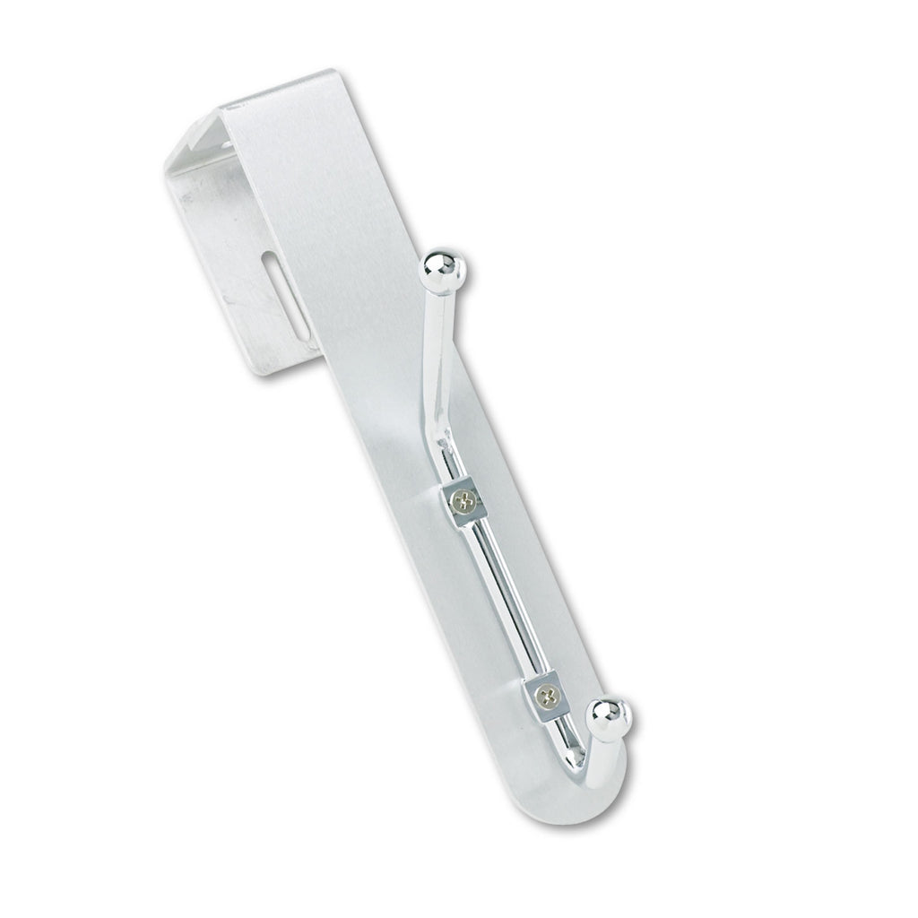 Over-The-Panel Double-Garment Hook, Satin Aluminum/Chrome - 3