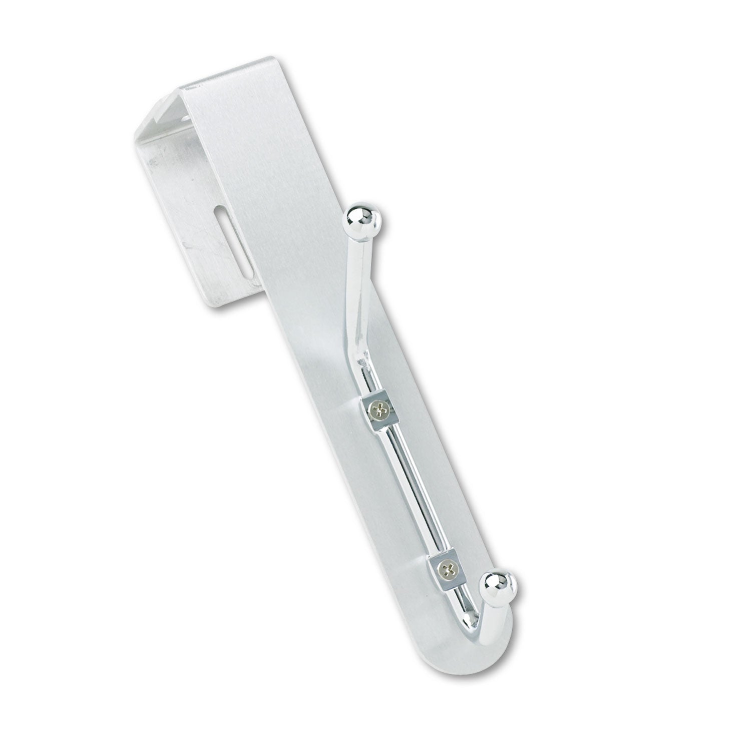 Over-The-Panel Double-Garment Hook, Satin Aluminum/Chrome - 3