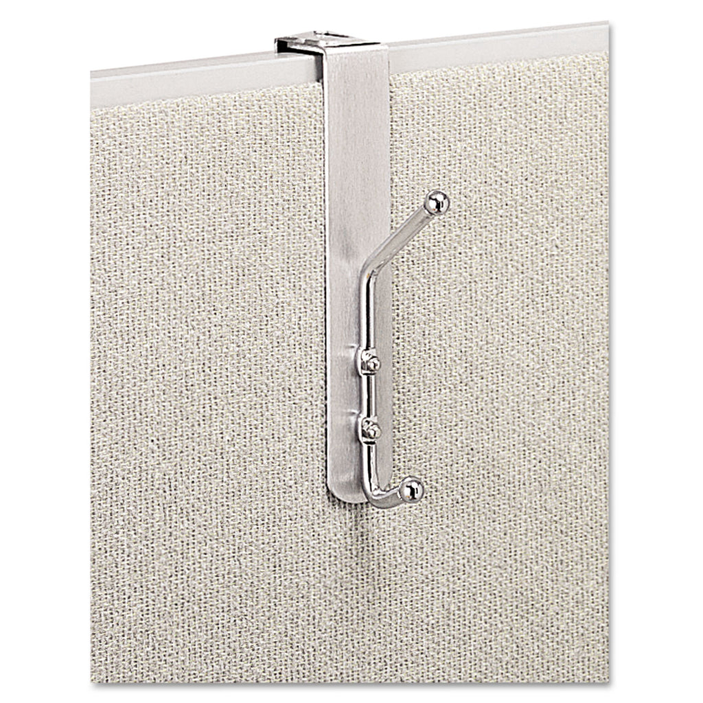 Over-The-Panel Double-Garment Hook, Satin Aluminum/Chrome - 2