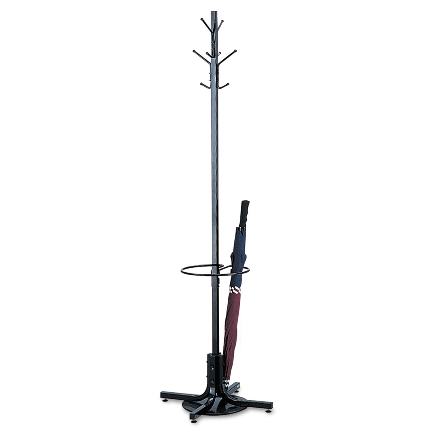 Safco Umbrella Stand Coat Rack - 4 Hooks - 40 lb (18.14 kg) Capacity - for Multipurpose - Steel - Black - 1 Each - 1