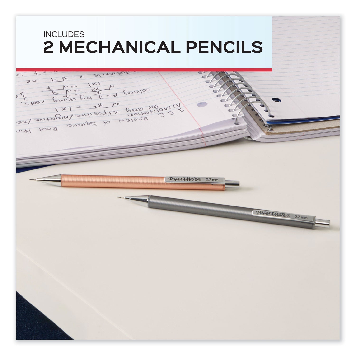 advanced-mechanical-pencils-07-mm-hb-#2-black-lead-gun-metal-gray;-rose-gold-barrel-2-pack_pap2128209 - 5