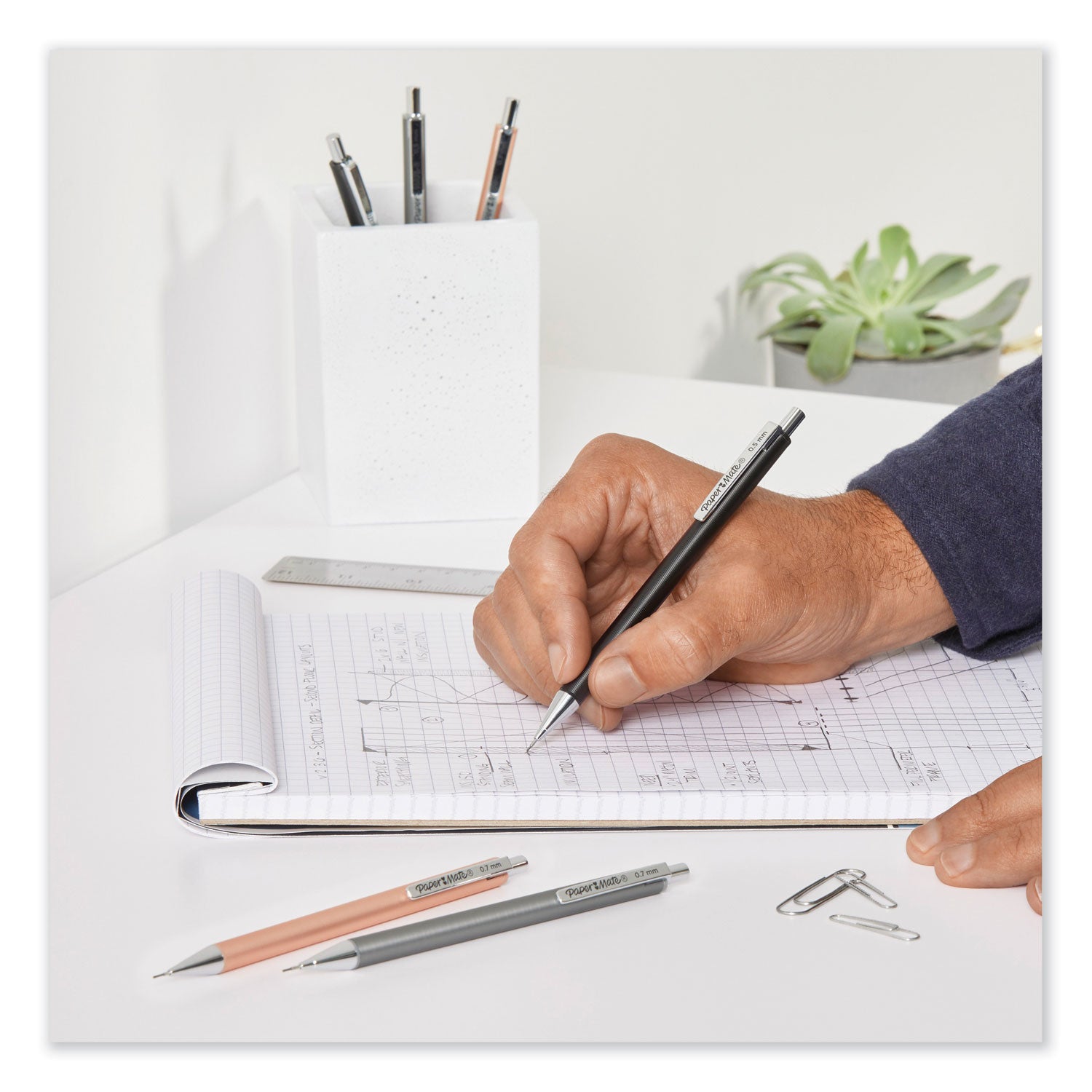 advanced-mechanical-pencils-07-mm-hb-#2-black-lead-gun-metal-gray;-rose-gold-barrel-2-pack_pap2128209 - 6