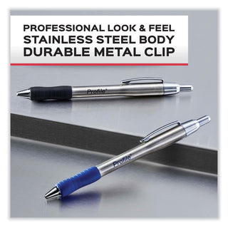 profile-ballpoint-pen-retractable-medium-1-mm-black-ink-black-silver-barrel-2-pack_pap2130513 - 3