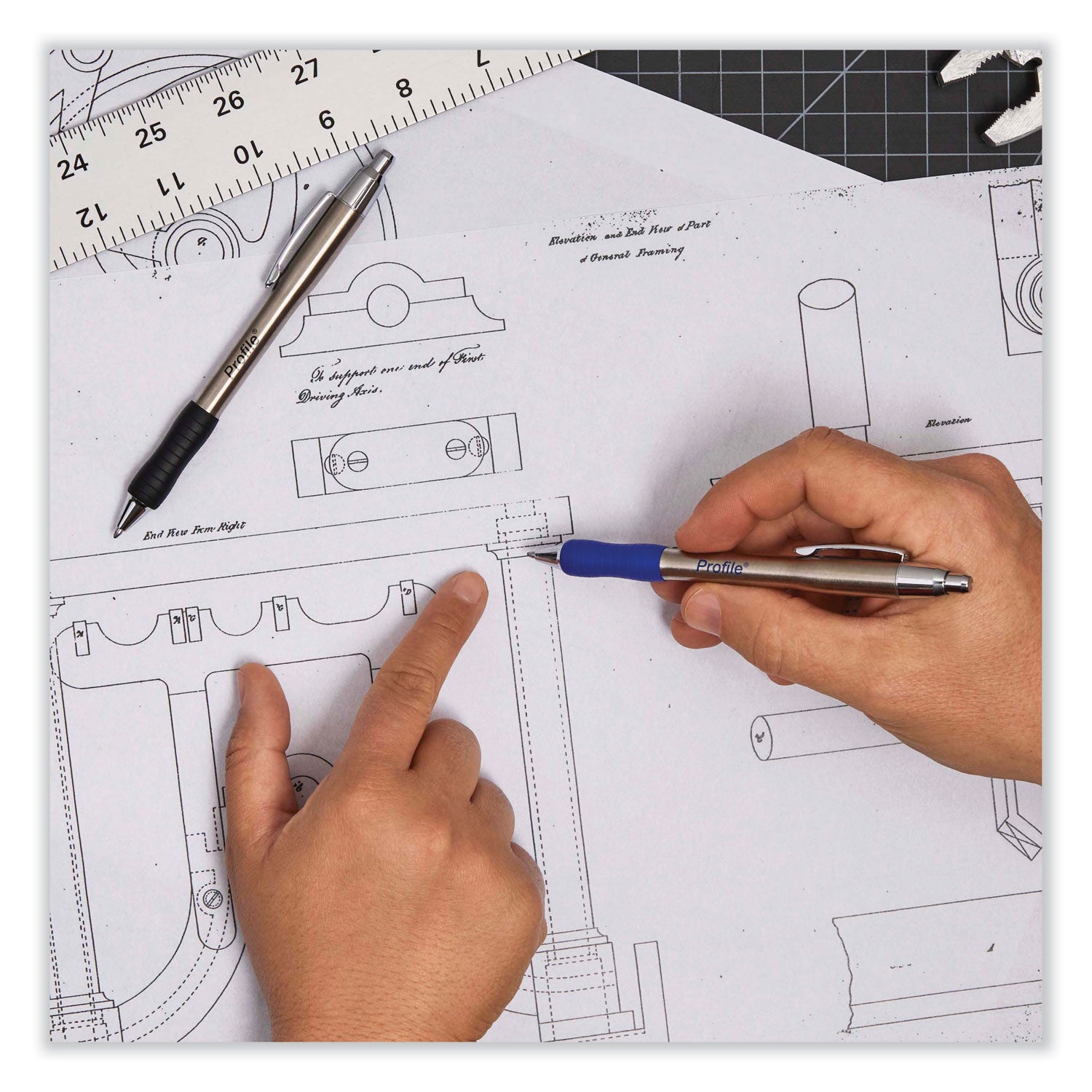 profile-ballpoint-pen-retractable-medium-1-mm-black-ink-black-silver-barrel-2-pack_pap2130513 - 6