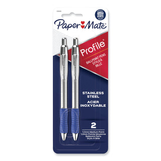 profile-ballpoint-pen-retractable-medium-1-mm-blue-ink-blue-silver-barrel-2-pack_pap2130519 - 1