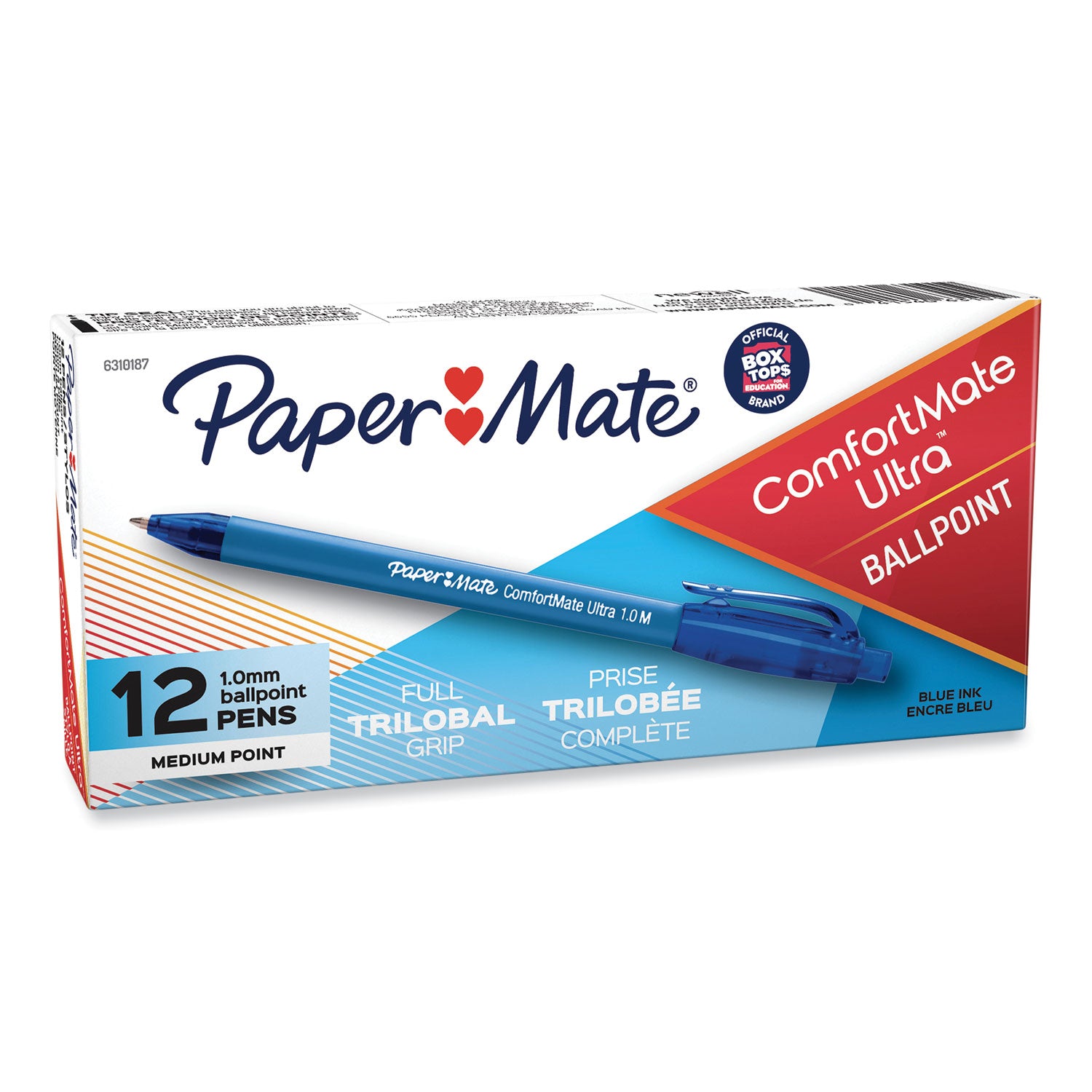 ComfortMate Ultra Ballpoint Pen, Retractable, Medium 1 mm, Blue Ink, Blue Barrel, Dozen - 