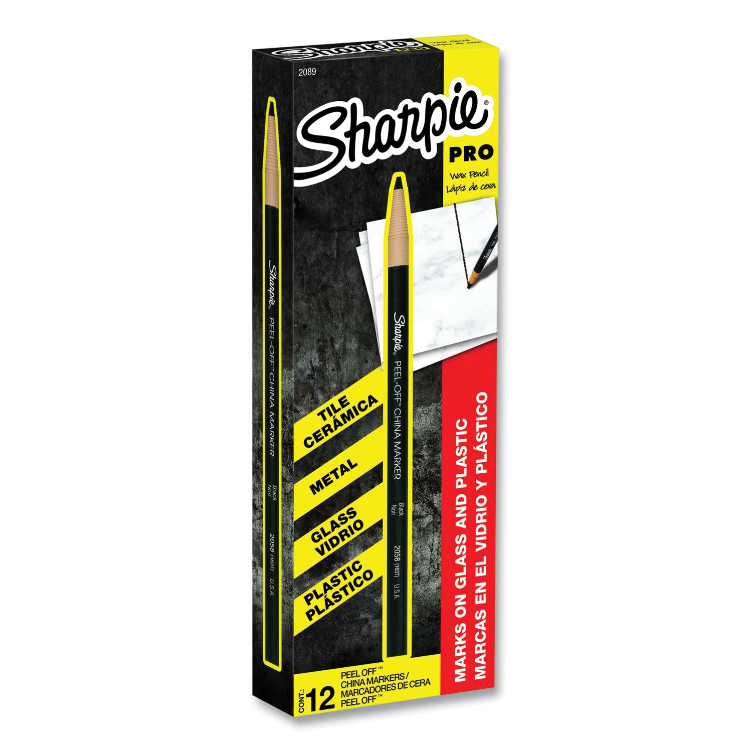 Peel-Off China Markers, Black, Dozen