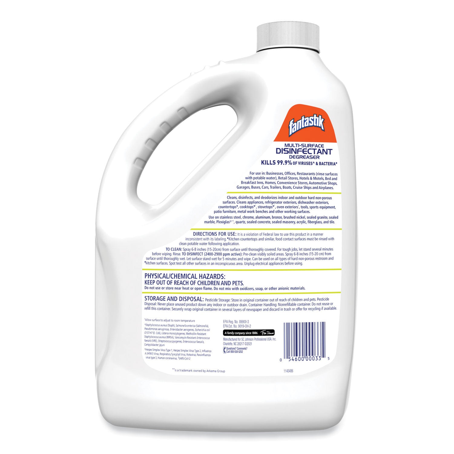 Multi-Surface Disinfectant Degreaser, Pleasant Scent, 1 Gallon Bottle, 4/Carton
