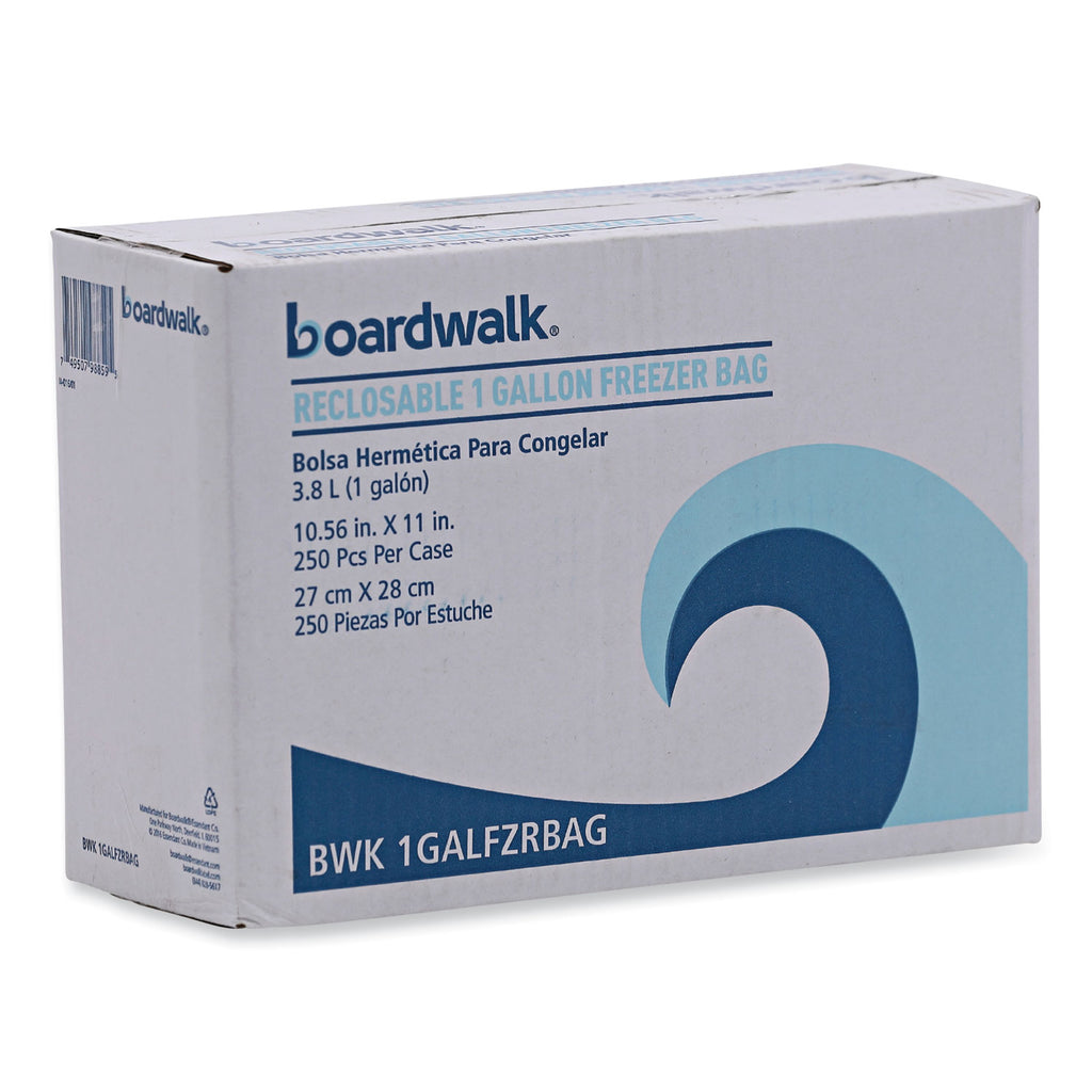Reclosable Food Storage Bags, 1 gal, 2.7 mil, 10.5" x 11", Clear, 250/Box