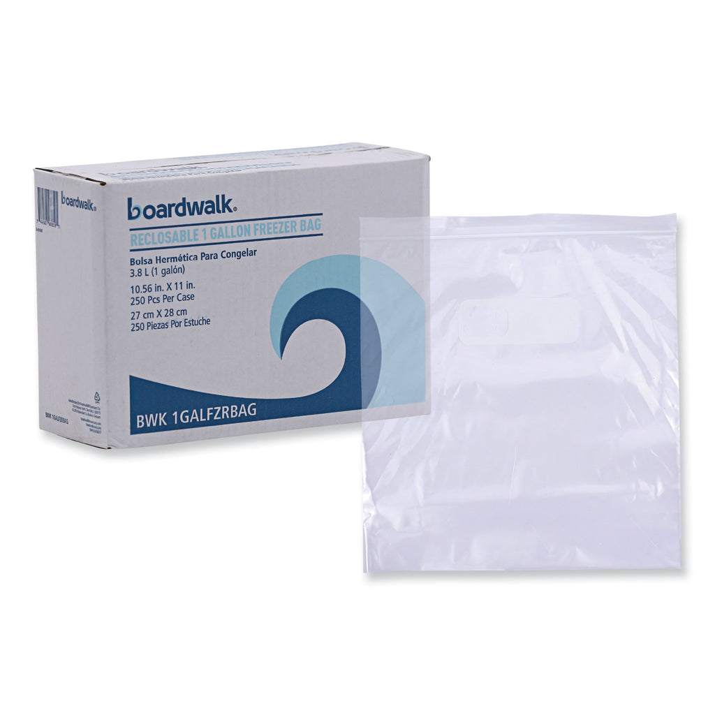 Reclosable Food Storage Bags, 1 gal, 2.7 mil, 10.5" x 11", Clear, 250/Box