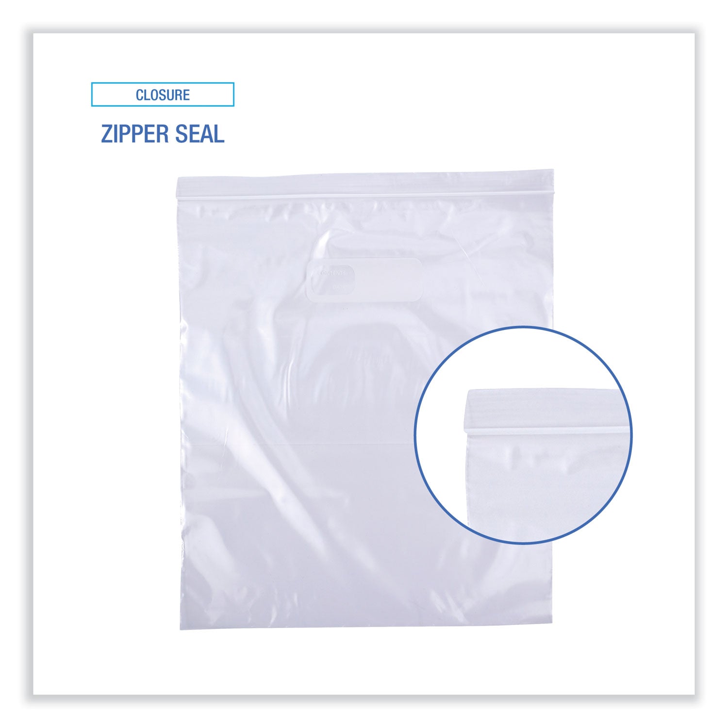 Reclosable Food Storage Bags, 2 gal, 1.75 mil, 13" x 15", Clear, 100/Box