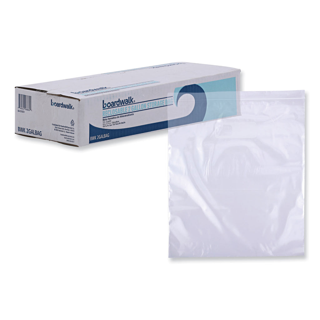 Reclosable Food Storage Bags, 2 gal, 1.75 mil, 13" x 15", Clear, 100/Box
