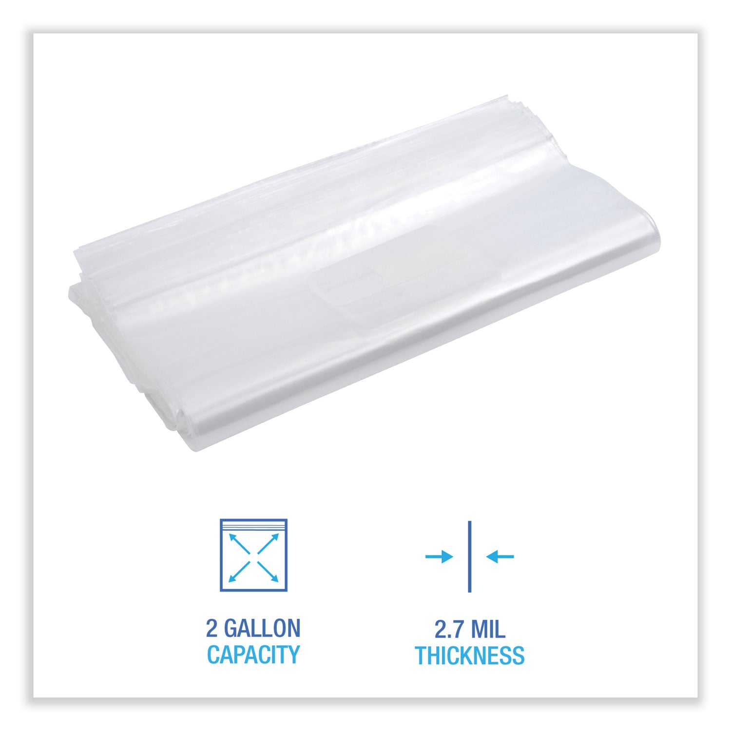 Reclosable Food Storage Bags, 2 gal, 2.7 mil, 13" x 15", Clear, 100/Box